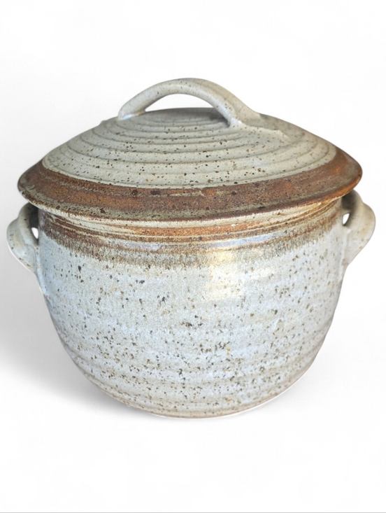 Vintage Other - Vintage Stoneware Bundt Pan Bread Baker w Lid Rustic Farmhouse Cottagecore